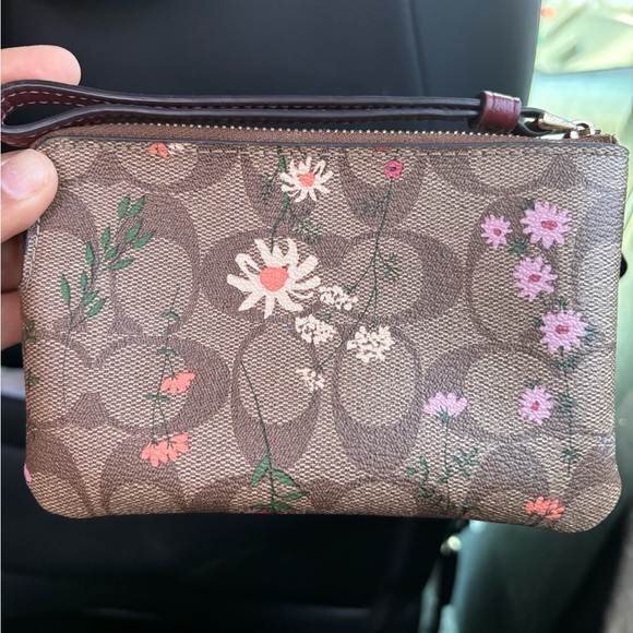 Coach Brown Floral Print Wristlet - Picture 2 of 2